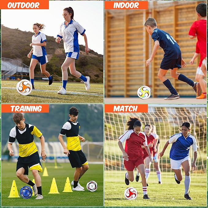 12 Pcs Soccer Balls for Teen Adult Bulk Deflated Soccer Ball with Pump Size 5 Indoor Outdoor Training Practice for School Sports Game Birthday Gifts Party Back to School