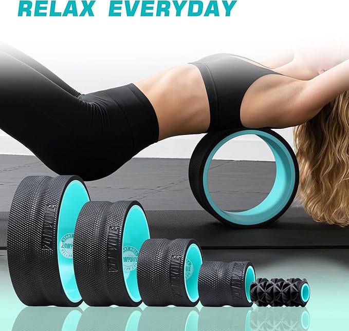 5 Pack Zomyove Foam Roller- Back Wheel for Deep Tissue Massage, XR Foot Massage Roller for Targeted Massage for Plantar Fasciitis and Foot Fatigue, Roller Kit for Physical Therapy & Exercise