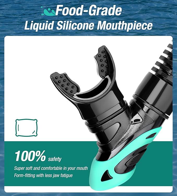 Aegend Dry Snorkel, Dive Mask Easy-Breath Free Diving Snorkel for Snorkeling Scuba Diving Freediving Swimming, with Top Dry Valve and Food-Grade Silicone Mouthpiece