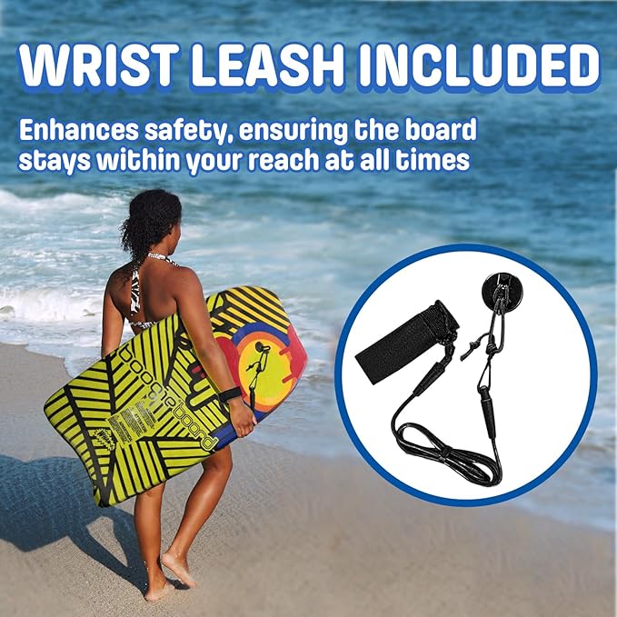 Wham-O Boogie Boards, 37" Body Board for Beach, Lightweight Bodyboard with Wrist Leash for Beginners and Training All Wave Conditions(1 Pack)