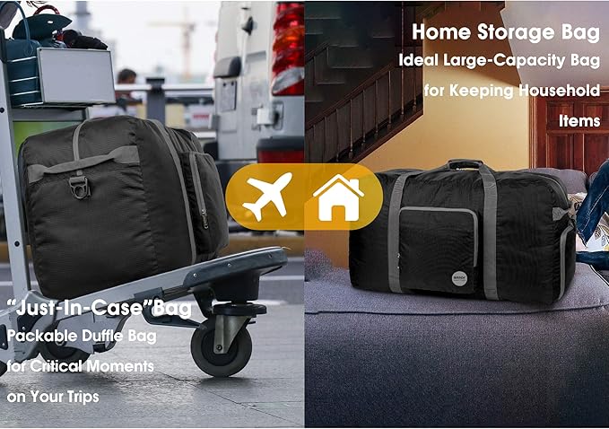 WANDF Foldable Travel Duffel Bag 60-120L Duffle Carry on for Women and Men
