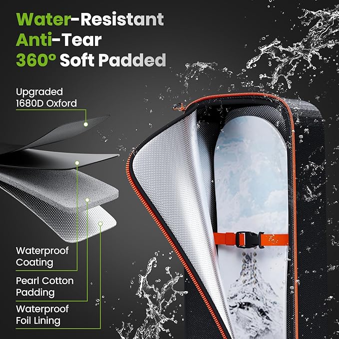 Padded Snowboard Bag, Waterproof Snowboard Travel Bags for Air Travel Flying - 1680D Reinforced, with Mesh Pocket, Ski Pole Pocket