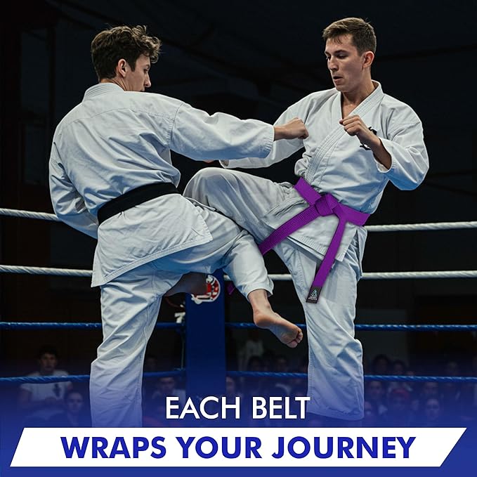 BJJ Belt for Men & Women Brazilian Jiu Jitsu Belt with Ranking Stripes Sleeve Bar Kids Jiu Jitsu Gi Belt