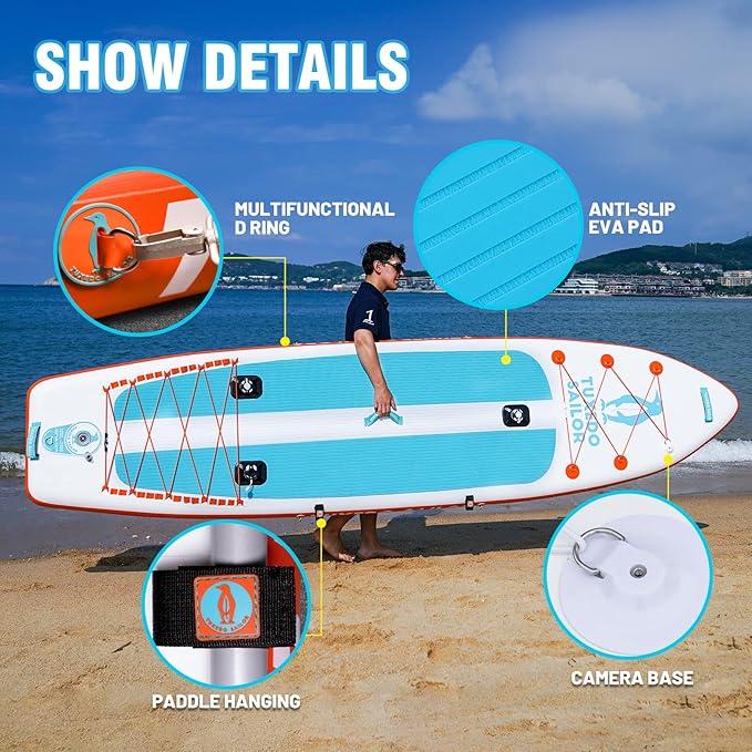 Tuxedo Sailor Kids Inflatable Paddle Board Lightweight and Safe Fishing Stand Up Paddle Board for Adults with Accessories