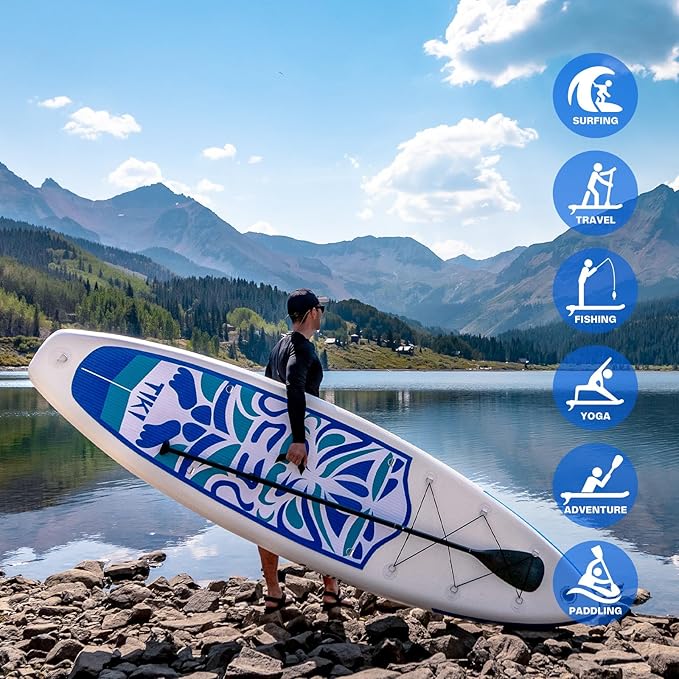 FunWater Inflatable Ultra-Light Stand Up Paddle Board for All Skill Levels with Premium SUP Paddleboard Accessories,Non-Slip Comfort Deck for Youth & Adults