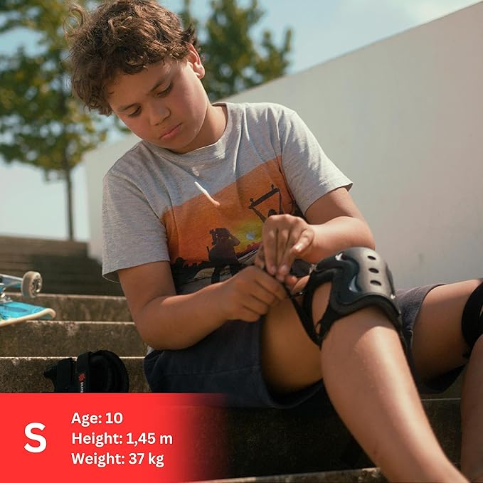 SKATEWIZ Skating Protective Gear Adults & Kids [6pc] incl. Knee Pads, Elbow Pads Wrist Guards for Roller Skating & Skateboarding