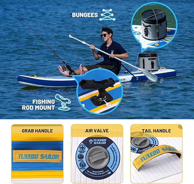 Tuxedo Sailor Kids Inflatable Paddle Board Lightweight and Safe Fishing Stand Up Paddle Board for Adults with Accessories