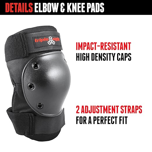 Triple Eight Saver Series Pad Set with Kneesavers, Elbowsavers and Wristsavers, Medium, Black (604352 60014)