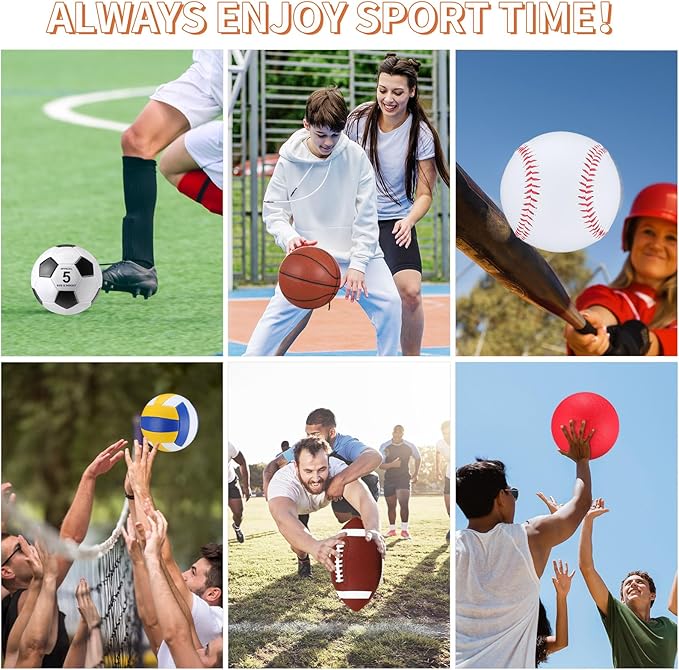 Leyndo 18 Pcs Sport Balls Bulk Set Basketball Football Volleyball Soccer Playground Baseball with Sport Equipment Bag Pump for Youth Adults Outdoor Indoor Practice Gift Back to School