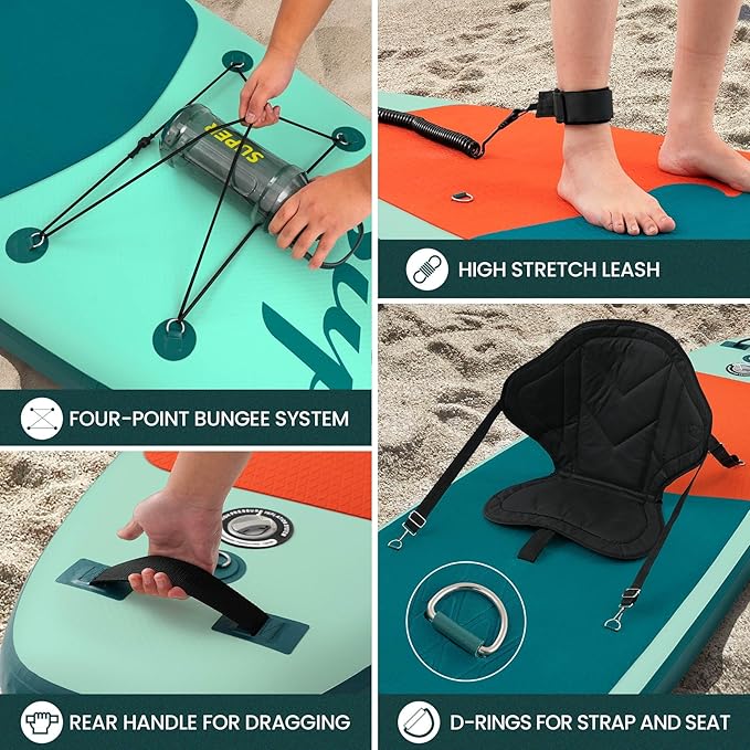 Inflatable Stand Up Paddle Board with Sup Board Accessories, Durable, Lightweight,Wide Stable Design,Wide Non-Slip Deck, Non-Slip Comfort Deck Pink Paddle Board for Women & Girls