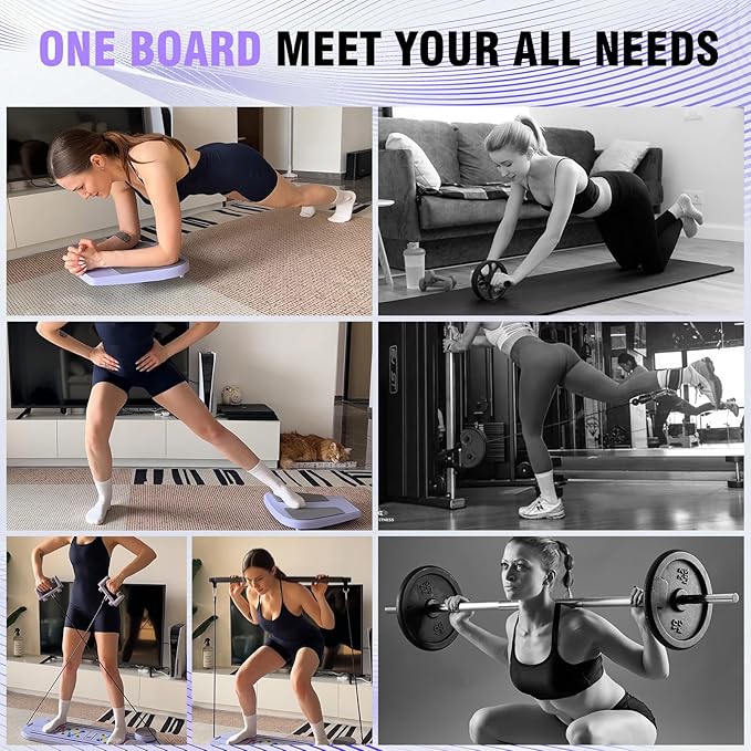 Pilates Reformer Board, 6 in 1 Portable & Foldable Pilates Reformer Set with Resistance Bands, Pilates Board for Home Workout, Multifunctional Abdominal Board