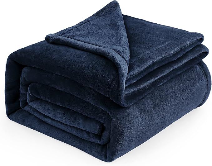 Bedsure Fleece Blanket California King Navy Blue - Lightweight Plush Fuzzy Cozy Soft Bed Blankets, 102x96 inches
