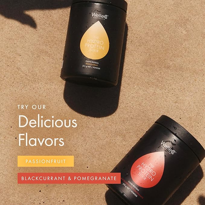 WelleCo HydroProtein Elixir, Potassium Electrolyte Powder with 15g Vegan Protein for Energy, Healthy Hair, Skin & Nails, Easy to Digest Powdered Electrolytes, Black Currant & Pomegranate, 9.5oz Jar