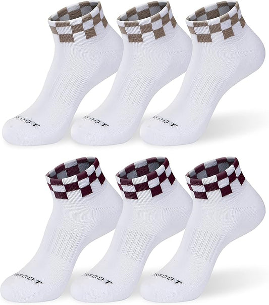 MONFOOT Men's/Women's 6 Pairs Daily Cushion Comfort Fit Performance Quarter Ankle Socks Multipack