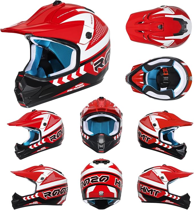 Youth Dirt Bike Helmet DOT Certified - Full Face Motorcycle Helmet for Off-Road, ATV, Street Riding, Includes Adjustable Goggles & Protective Gloves