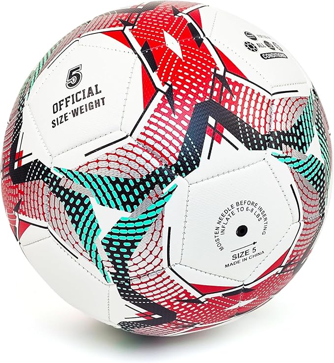 Soccer Balls Size 3 4 5 for Boys Girls Adults Training Soccer Ball for Lawn Indoor Outdoor Sports Red Blue Green Black White