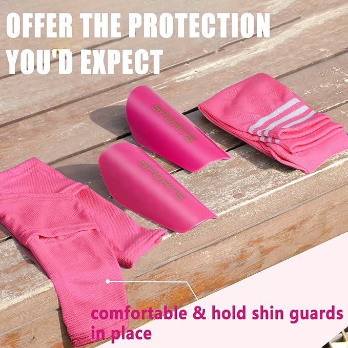 Soccer Shin Guards for Kids Adults, Toddler Shin Pads Set with Sleeves and Long Soccer Socks for Age 2-16 Boys & Girls, Youth &Men, Lightweight Soccer Equipment