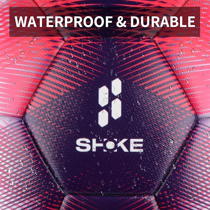 SHOKE Soccer Ball Size 5 Official Size Soccer Ball Thermal Bonded Training Slip Resistant