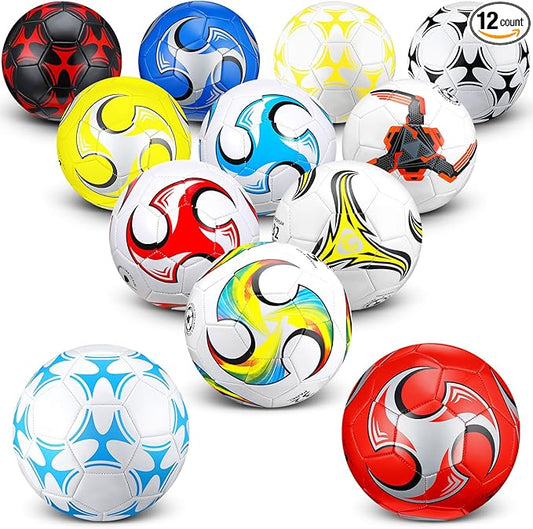 Lenwen 12 Pcs Soccer Balls with Pump Bulk Official Size 5 4 3 Kids Teen Adult Indoor Outdoor Sports Soccer Ball Toddler Youth Gift for Training Game Practice Christmas Operation