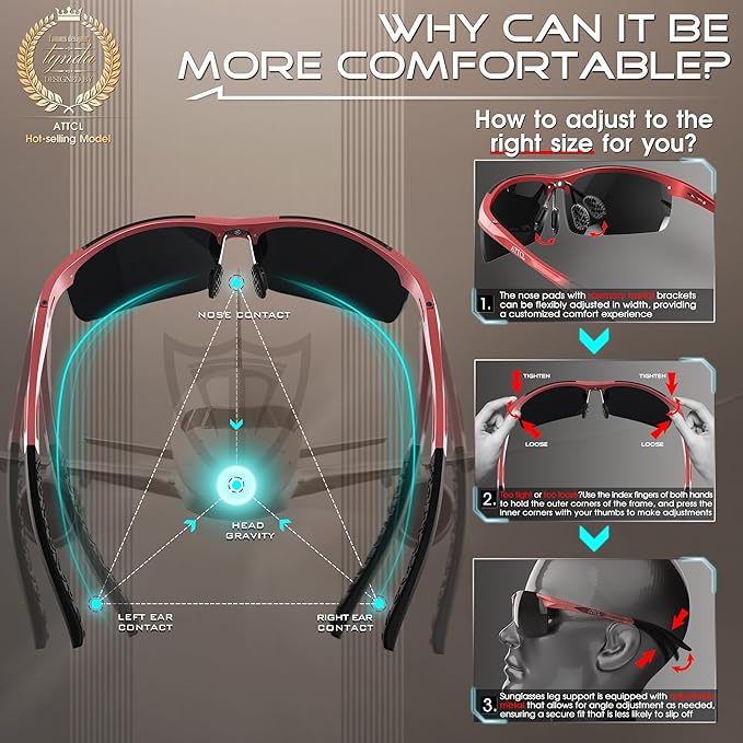 ATTCL Men's Sports Polarized Sunglasses Men for Driving running Fishing Golf - UV Protection Sun glasses Metal Frame