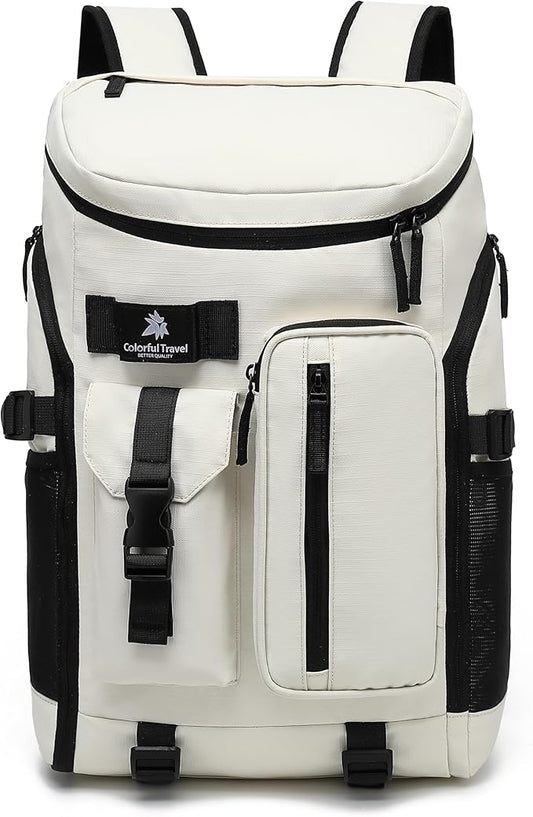 Gym Duffle Tennis Bag Backpack 4-Way Waterproof with Shoes Compartment for travel Sport Hiking laptop (Sea salt white02)