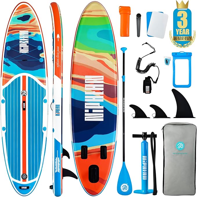Niphean Inflatable Stand Up Paddle Board with SUP Accessories, Anti-Slip EVA Deck, 10’6’’ Inflatable Paddle Boards for Adults & Youth of All Skill Levels