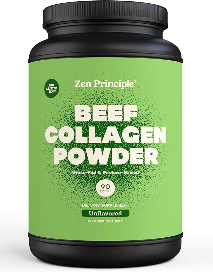 Zen Principle Grass-Fed Agglomerated Hydrolyzed Collagen Peptides 3 lb. Anti-Aging Protein Powder for Healthy Hair, Skin & Joints. Paleo and Keto Friendly, GMO and Gluten Free, Pasture-Raised Bovine.