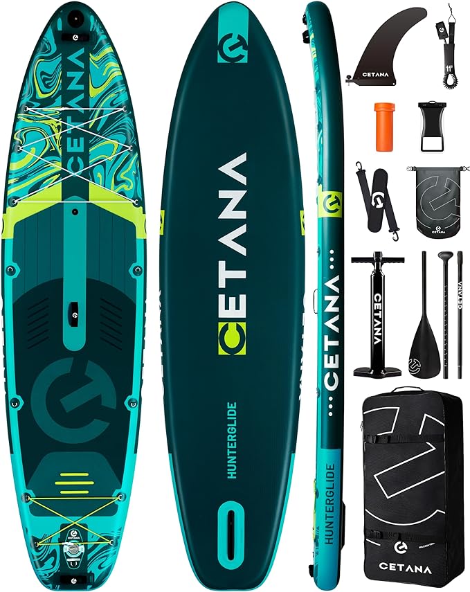 CETANA 11'6×35" Extra Wide Stand Up Paddle Board for Adults & Youth, 400lb Capacity Inflatable Paddle Board, Sup for 2+1 Person with Removable US Fin, 100L Backpack, Floating Paddle, Safety Leash