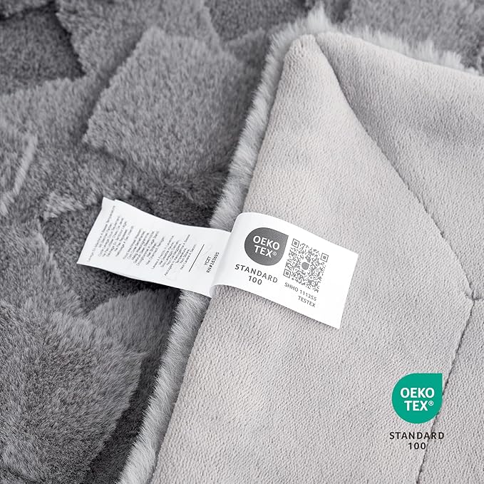 Cozy Bliss Faux Fur Throw Blanket for Couch - Soft Checkered Fuzzy Cozy Throw Gift Blankets for Women,Grey Blanket for Sofa Bedroom Living Room.(60 * 80 Inches,Grey)