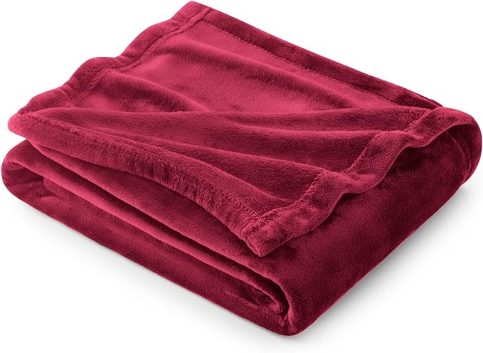 Bedsure Fleece Blanket Twin Size Red - 300GSM Lightweight Plush Fuzzy Cozy Soft Warm Blanket for Bed, Sofa, Couch, Travel, Camping, 60x80 inches