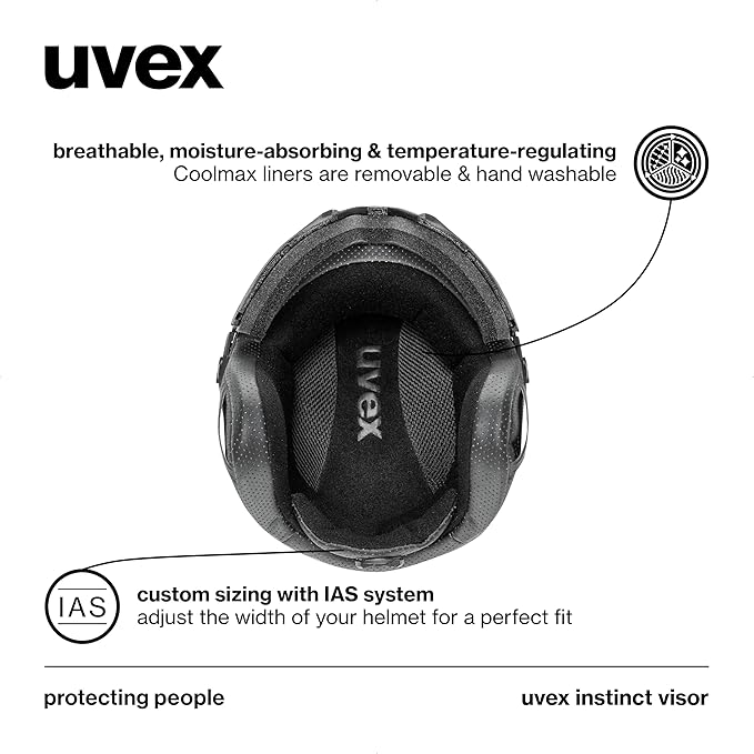 uvex Instinct Visor - Adjustable ski & Snowboard Helmet with Integrated Visor for Women & Men - Black Matte - Medium