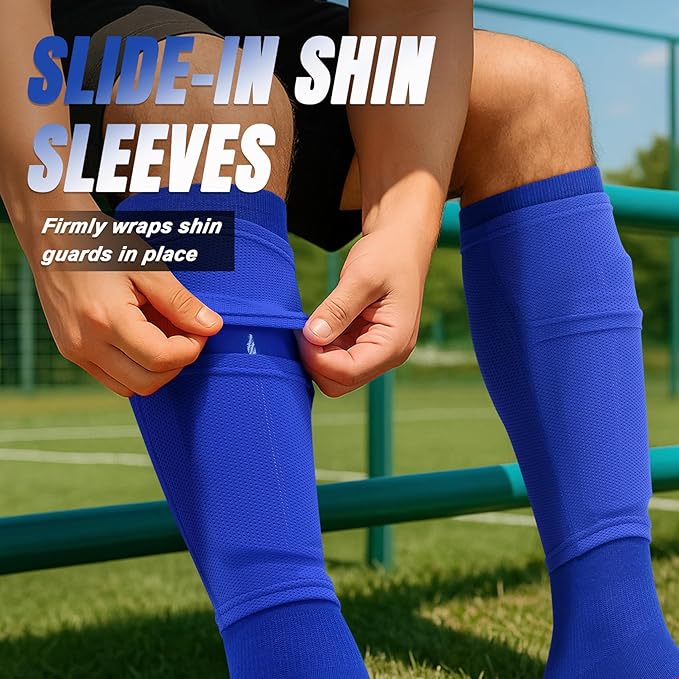 XZQTIVE Soccer Shin Guards with Shin Sleeves and Soccer Socks, Football Shin Pads Set for Kids Youth and Adult
