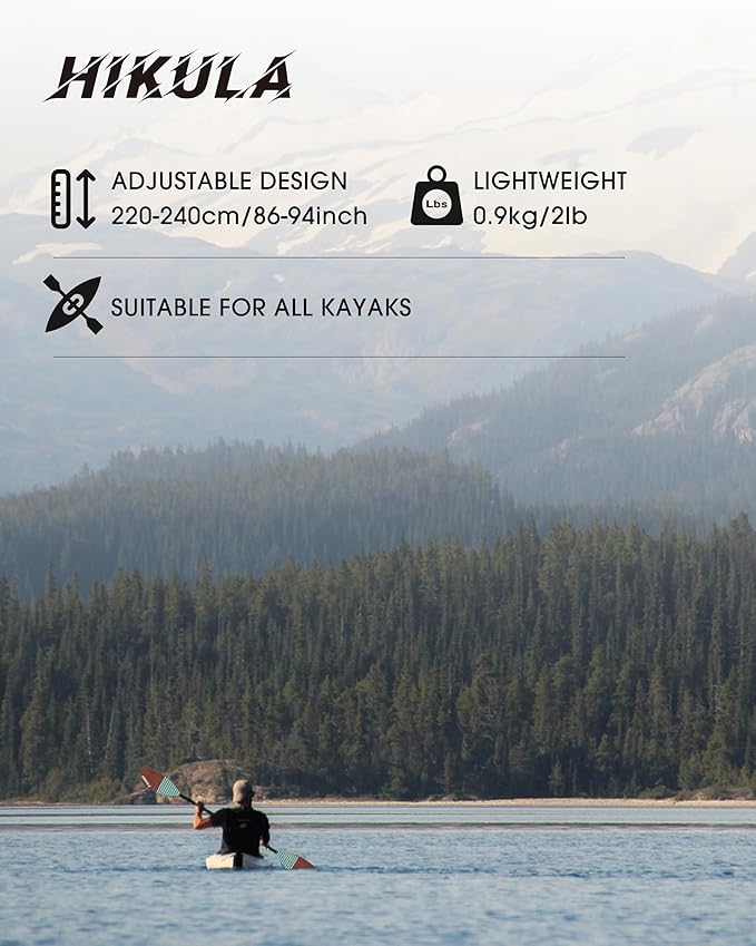 Adjustable Kayak Paddle with Carbon Shaft and PP Blade Available in 220-230/220-240/230-250cm Floating Lightweight Kayak Oars with Original Pattern