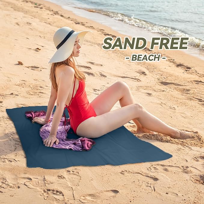 Microfiber Beach Towel-Perfect for Travel, Sports, Camping, Swimming, Yoga, Gym- Quick Dry, Sand Free, Compact, Lightweight, Absorbent (Navy Blue, Medium(130x70cm, 51x27”))