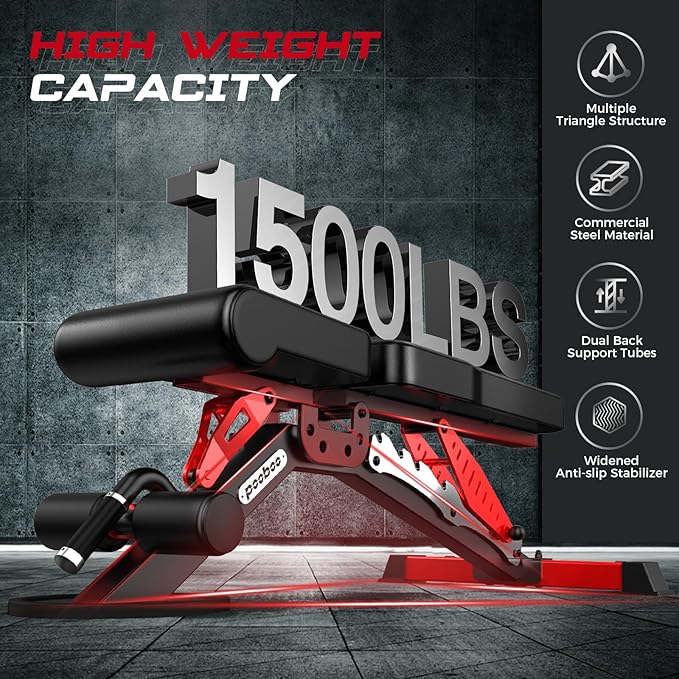 Pooboo Weight Bench, Heavy Duty Bench and 8 Adjustable Positions Workout Bench Press for Home Gym Strength Training