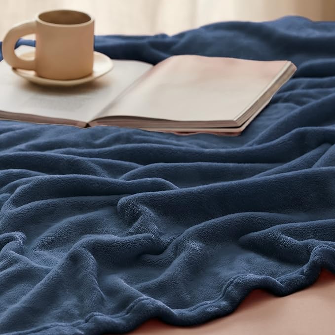 Bedsure Fleece Throw XL Blanket Mineral Blue - 300GSM Soft Lightweight Plush Cozy Blankets for Bed, Sofa, Couch, Travel, Camping, 50x70 inches