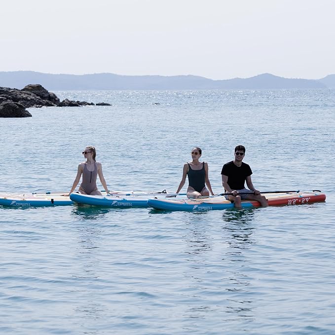 UPWELL 11’6”/11'2”/11'/10'8”/10'6”/10'2” Inflatable Stand Up Paddle Board with sup Accessories Including Backpack, Repairing Kits, Non-Slip Deck, Leash, 3 Fins, Paddle and Hand Pump