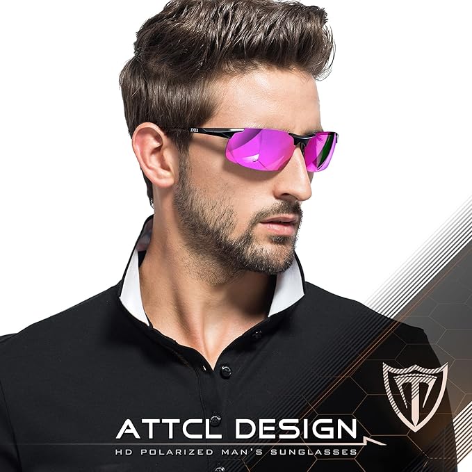 ATTCL Men's Sports Polarized Sunglasses Men for Driving running Fishing Golf - UV Protection Sun glasses Metal Frame