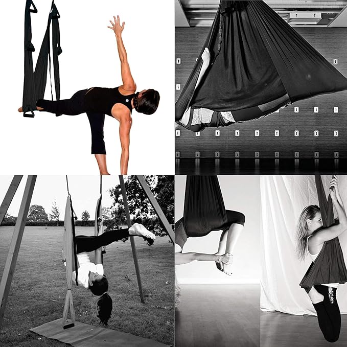 ZELUS Aerial Yoga Swing Sling Strong Yoga Hammock Kit Set Trapeze Inversion Equipment Include 2 Extensions Straps and Ceiling Mounting Kit