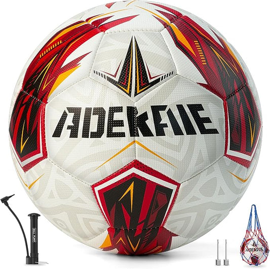 Soccer Ball Size 5 for All Age Recreational or Professional Outdoor Practice, PU Official Size&Weight, Size 5 Soccer Ball for Boys Youth Adults College Team, Ideal Gifts with Pump and Carry Net