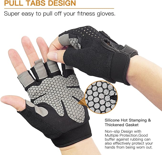 Workout Gloves Weight Lifting Gloves Palm Support Protection for Men Women, Exercise Gloves Sports for Training, Fitness, Gym,
