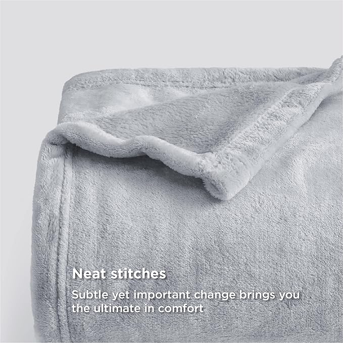 Bedsure Fleece Bed Blankets Full Size Light Grey - Soft Lightweight Plush Fuzzy Cozy Luxury Blanket Microfiber, 84x90 inches