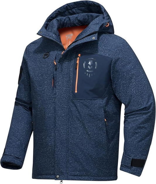 Men's Winter Jacket Waterproof Ski Snow Coat Windproof Snowboard Hooded Raincoats with Warm Graphene lining