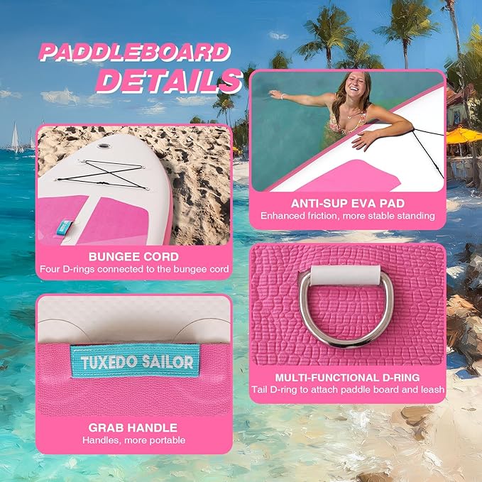 Tuxedo Sailor Kids Inflatable Paddle Board Lightweight and Safe Fishing Stand Up Paddle Board for Adults with Accessories