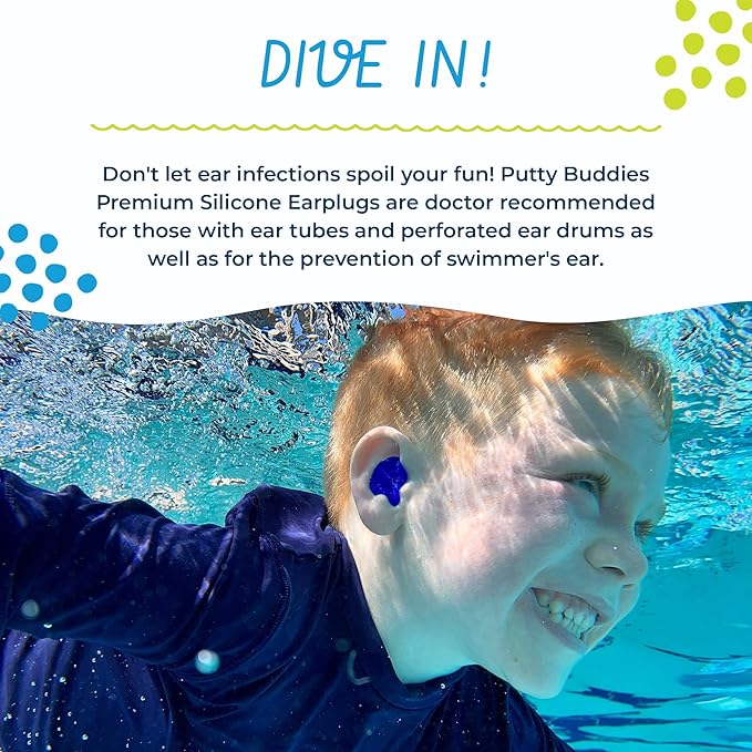 Earvolution Floating Putty Buddies Ear Plugs for Swimming - Invented by an Ear Physician - Moldable, Premium, Silicone - Floats on Water - Waterproof - Made in The USA- 3 Pack - Tan