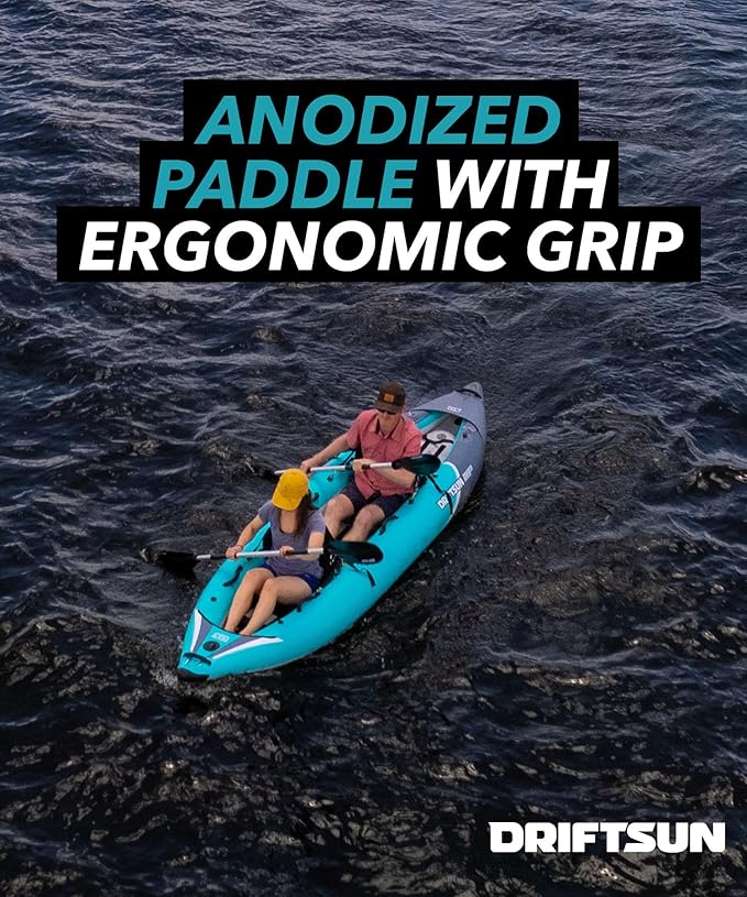 Driftsun Rover Inflatable Kayak - White Water Kayaks for 1 and 2 Person, High Pressure Dropstitch Floor Kayak for Adults with Padded Seats