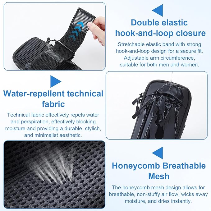 Cell Phone Crossbody Bag with Arm Band, Waterproof Phone Holder Pouch Fits iPhone & Android up to 7'', Small Sling Shoulder Purse for Running, Hiking, Travel, Workout (Black)