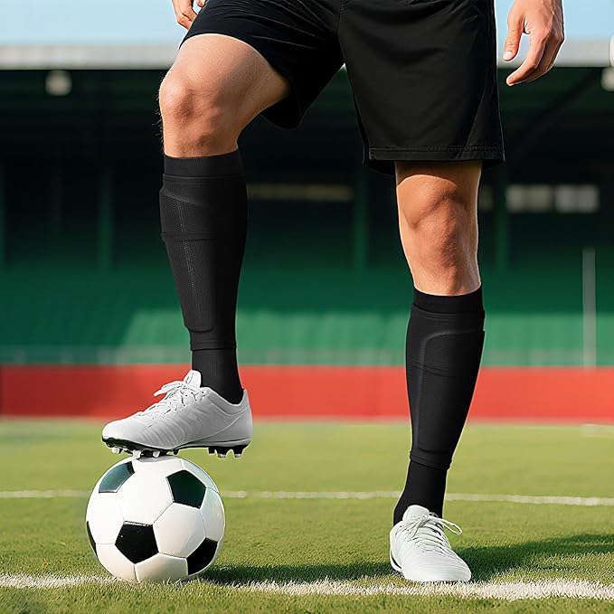 XZQTIVE Soccer Shin Guards with Shin Sleeves and Soccer Socks, Football Shin Pads Set for Kids Youth and Adult