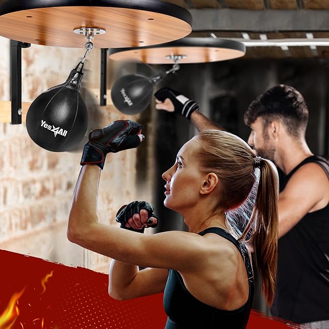 Yes4All 24 inches Adjustable Speed Bag Platform with Upgraded Speed Balls, Wall Mount Punching Bag Boxing Training Full Kit
