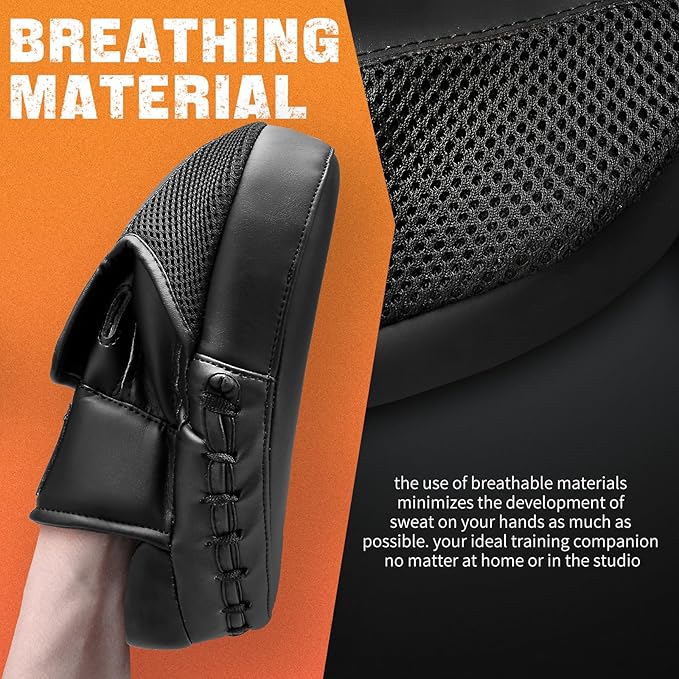 Boxing Pads for Men, Women, & Kids, Leather Focus Mitts for Martial Arts, Boxing Training, Curved Punch Mitts for Karate, Kickboxing,Muay Thai, Taekwondo